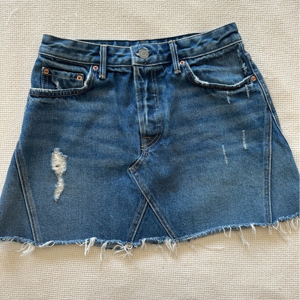 GRLFRND Distressed‎ Blue Mini Skirt